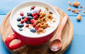 Cup of yoghurt oats and berries