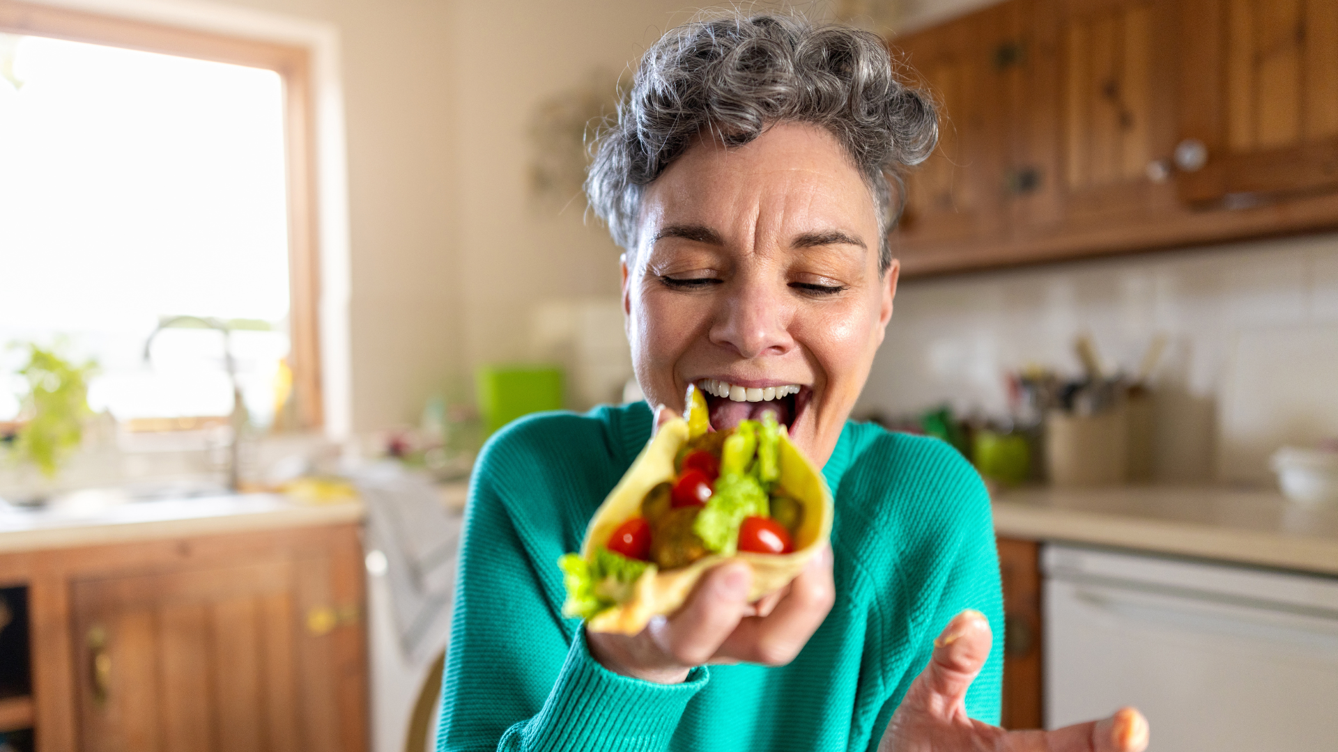 Lady enjoying food