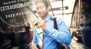 Man eating snack bar