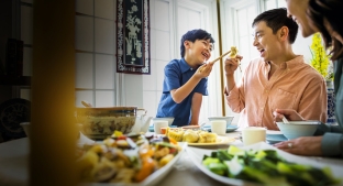 Family sharing a meal